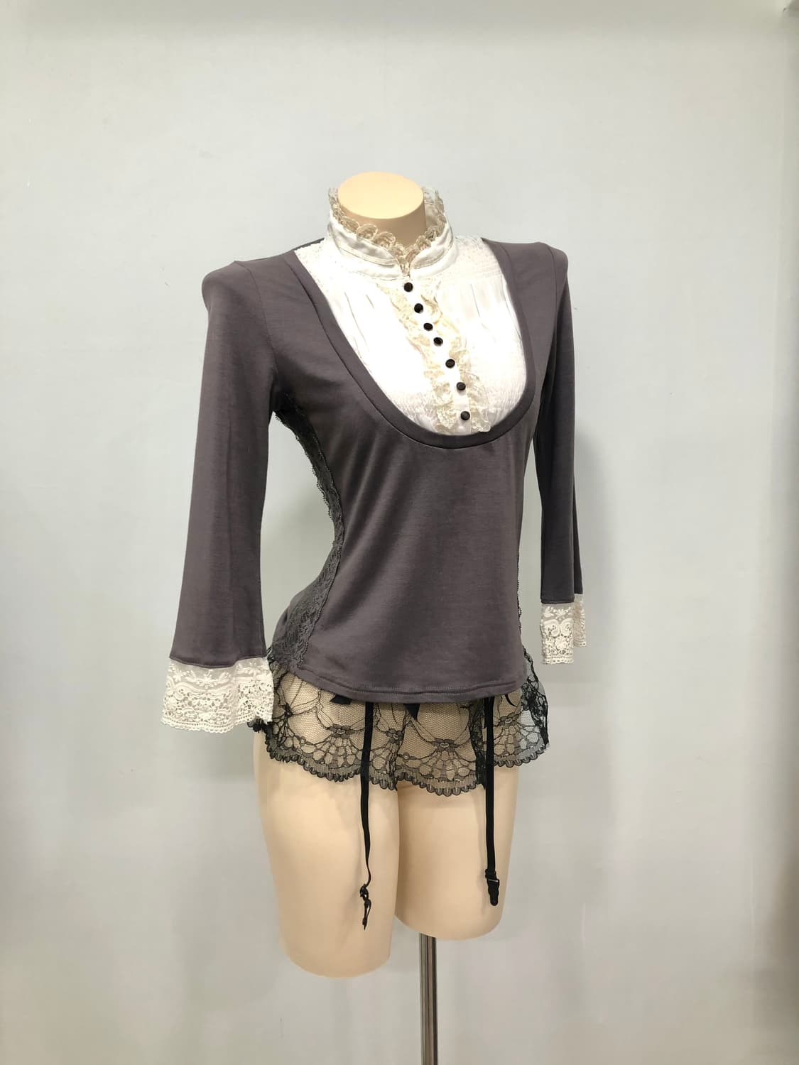 muted purple shirt layered long sleeve 상품이미지2