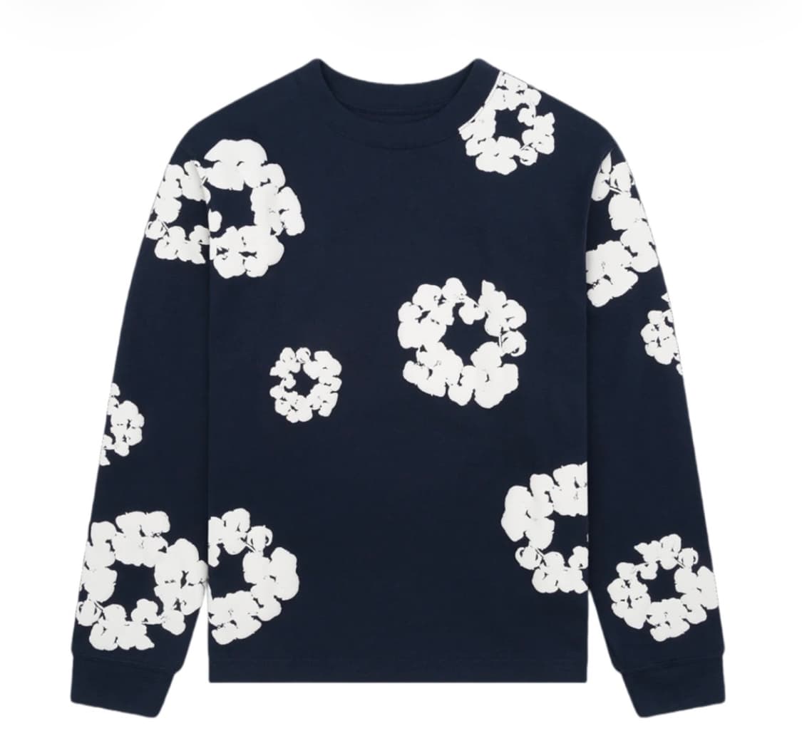 데님 티어스 롱슬리브 코튼 리쓰 티셔츠 그레이 새제품 판매합니다 상품이미지2