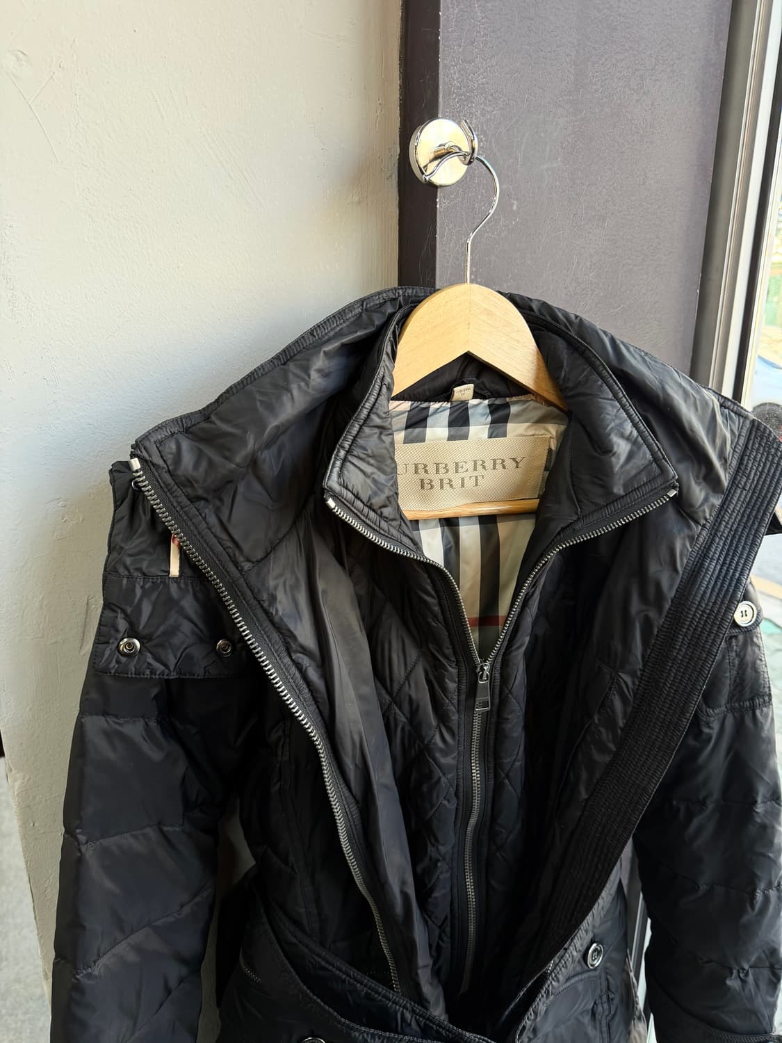 XS/ 버버리 이중 레이어 벨티드 다운 패딩 점퍼 상품이미지5