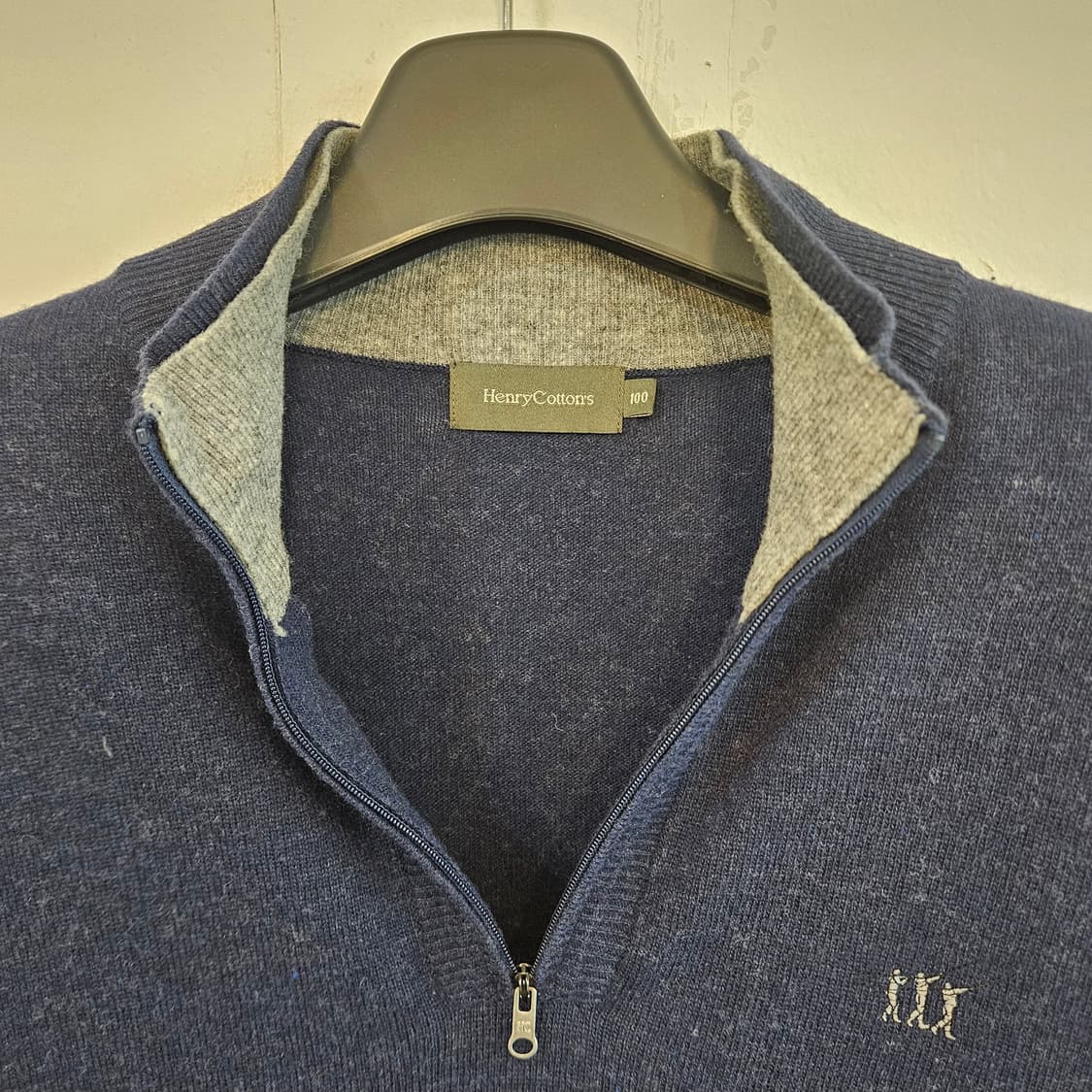 헨리코튼 반집업 남성 니트 네이비 L 상품이미지4
