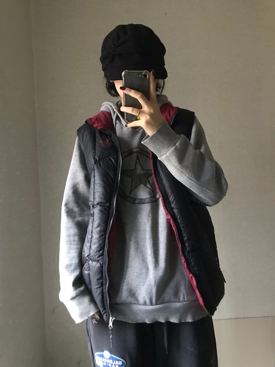아디다스 블랙 버건디 파이어버드 패딩조끼 상품이미지2