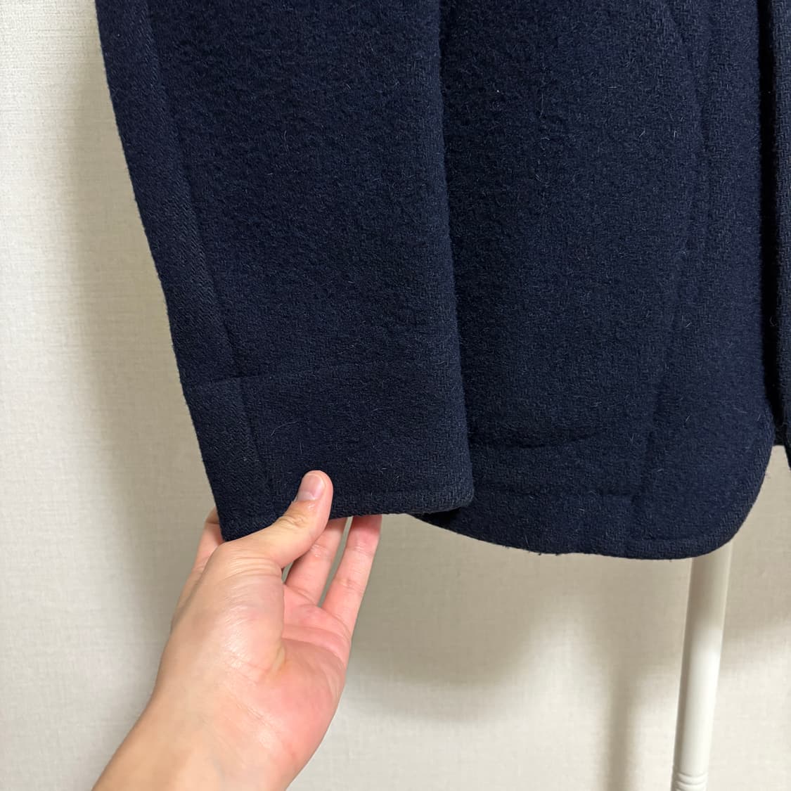 단톤 라운딩 카라 울 커버올 자켓 / 네이비, 40 상품이미지6
