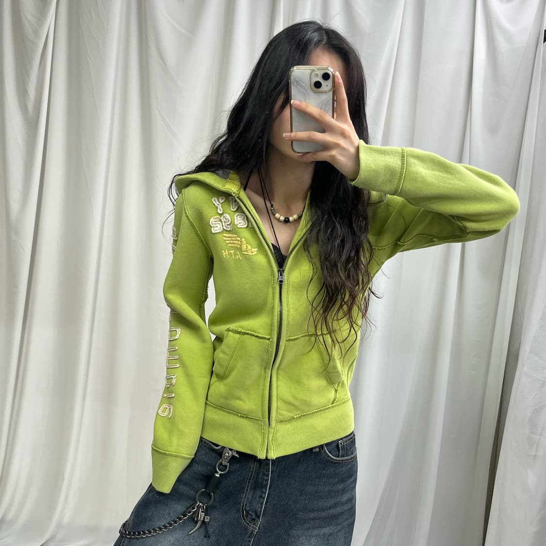 Abercrombie lime yellow hood zip-up 상품이미지1