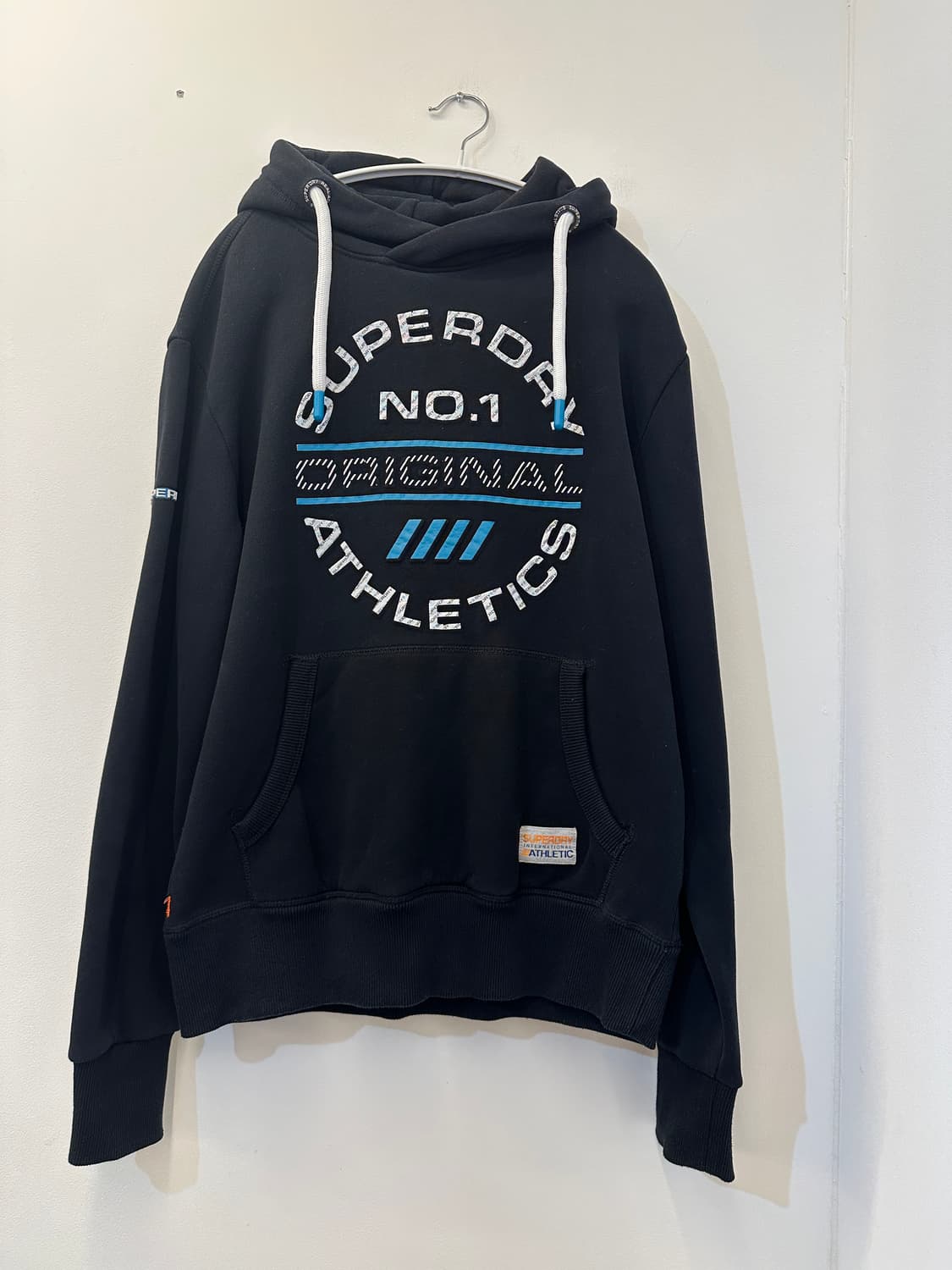 M) 수퍼드라이 블랙 기모 후드티 상품이미지1