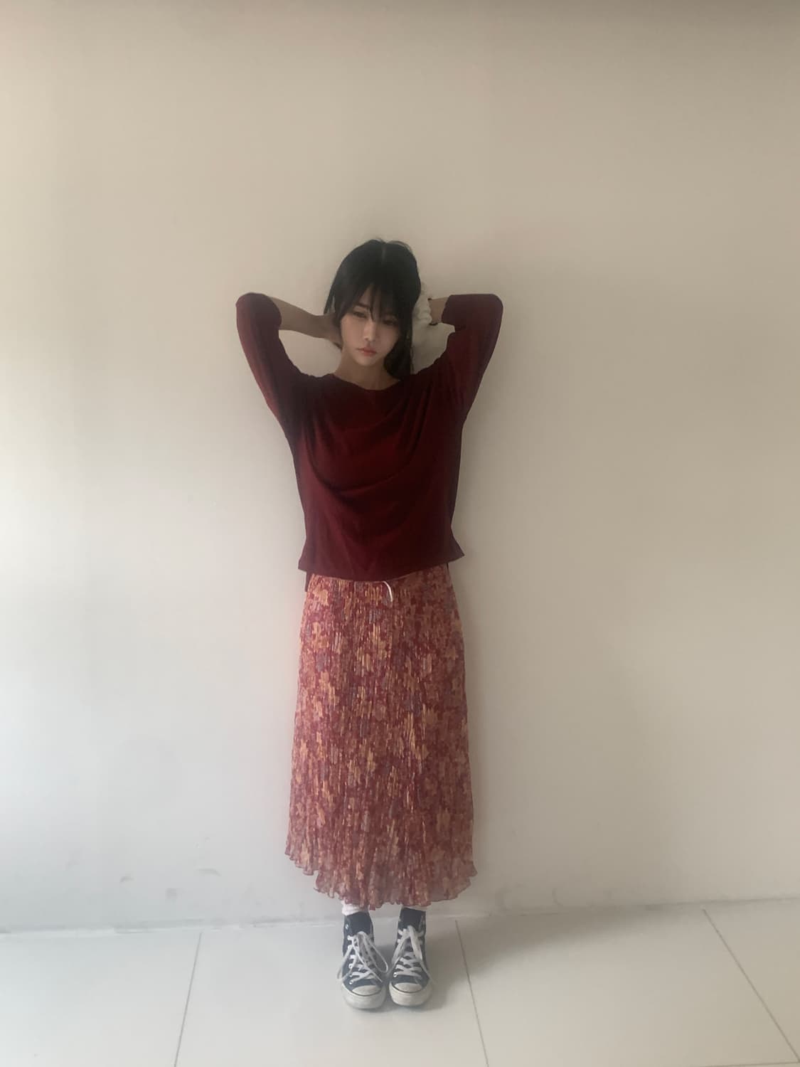 Deep u neck sleeve t(burgundy) 상품이미지9