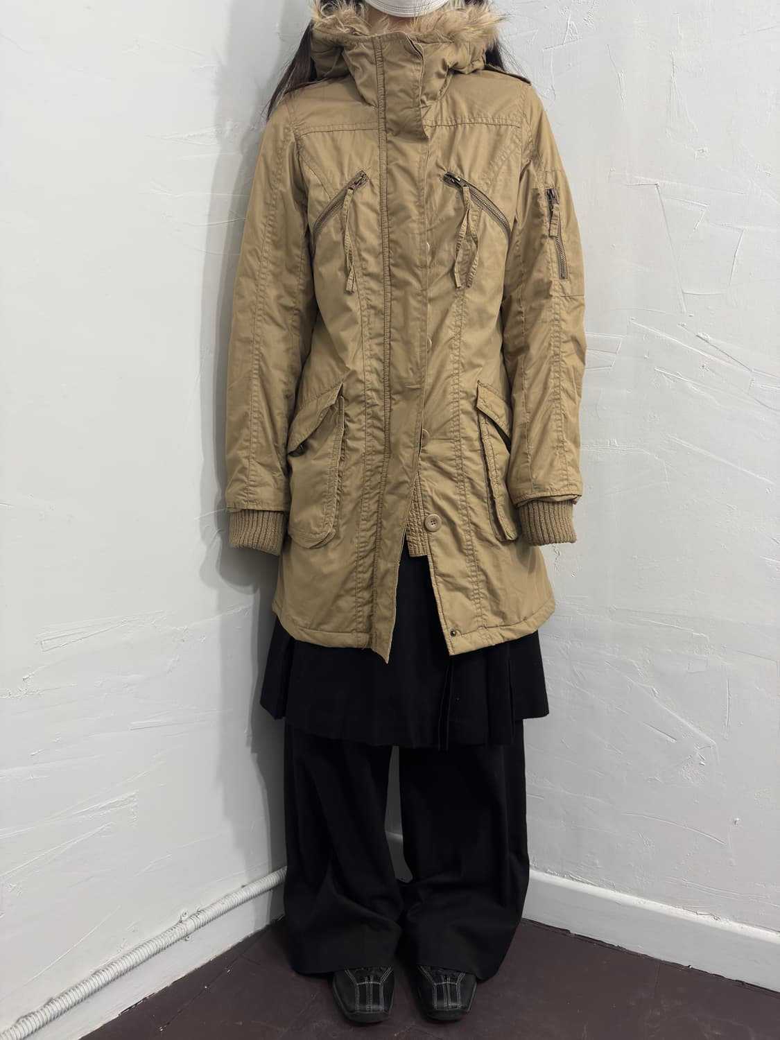 backnumber beige fur hood twoway jacket 상품이미지2