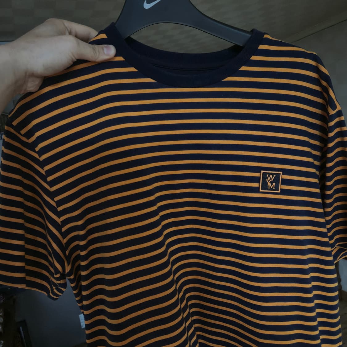 우영미 백로고 스트라이프 티셔츠 오렌지 105(50) 사이즈 상품이미지1