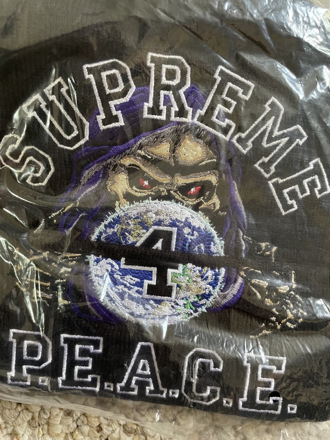 23FW 슈프림 피스 자수 비니 블랙 상품이미지2