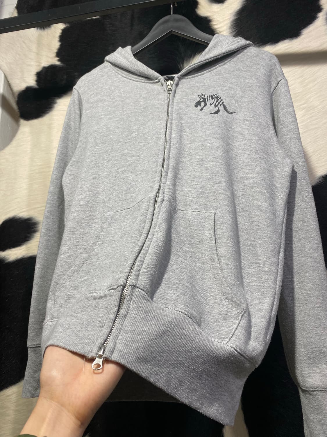 Live dinosaur 백로고 프린팅 디테일 투웨이 후드집업 상품이미지3