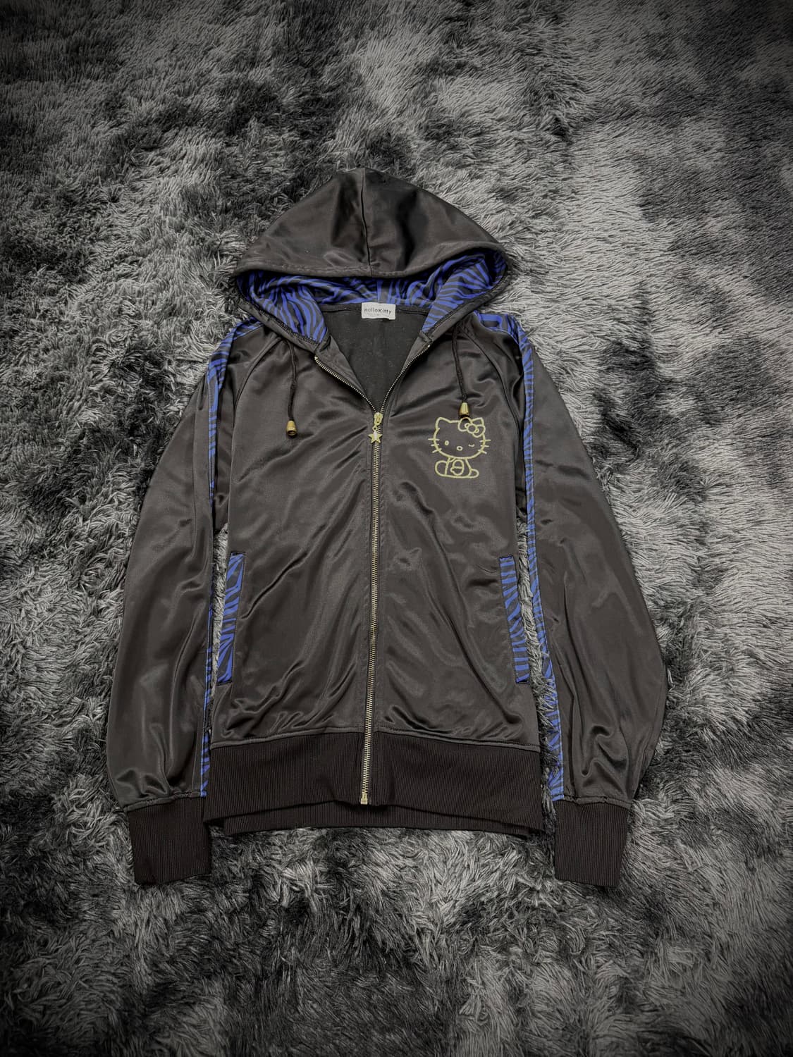 Hello Kitty 골드 글리터 헬로키티 프린팅 블루호피 후드져지 상품이미지1