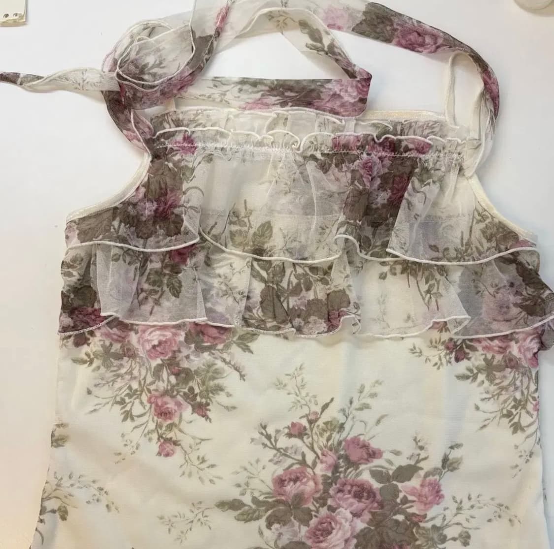 빈티지 플라워 홀터넥 레이스 나시 상품이미지2