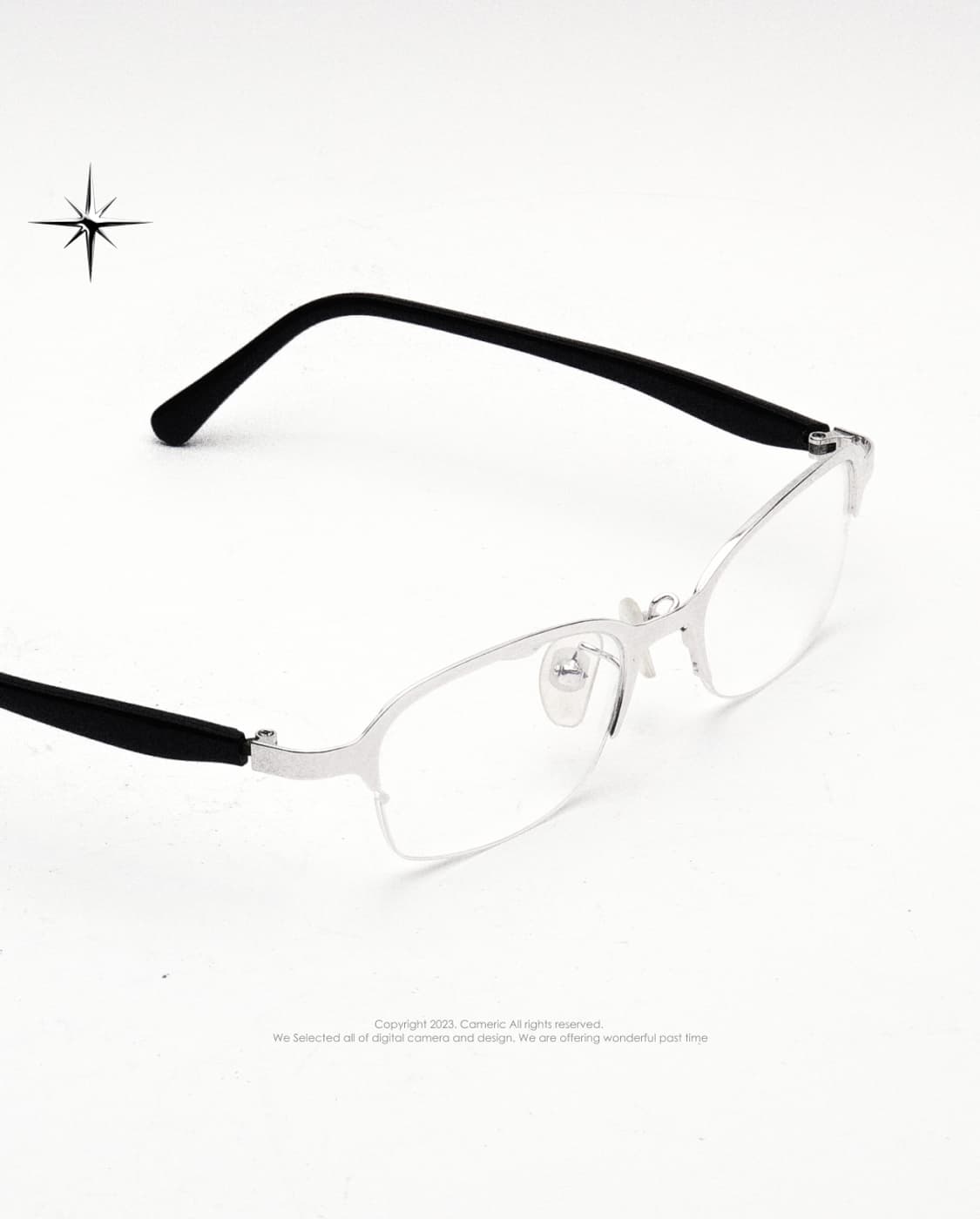 (made in japan)Havis👓 긱시크 실버 반무테 빈티지 안경 상품이미지5