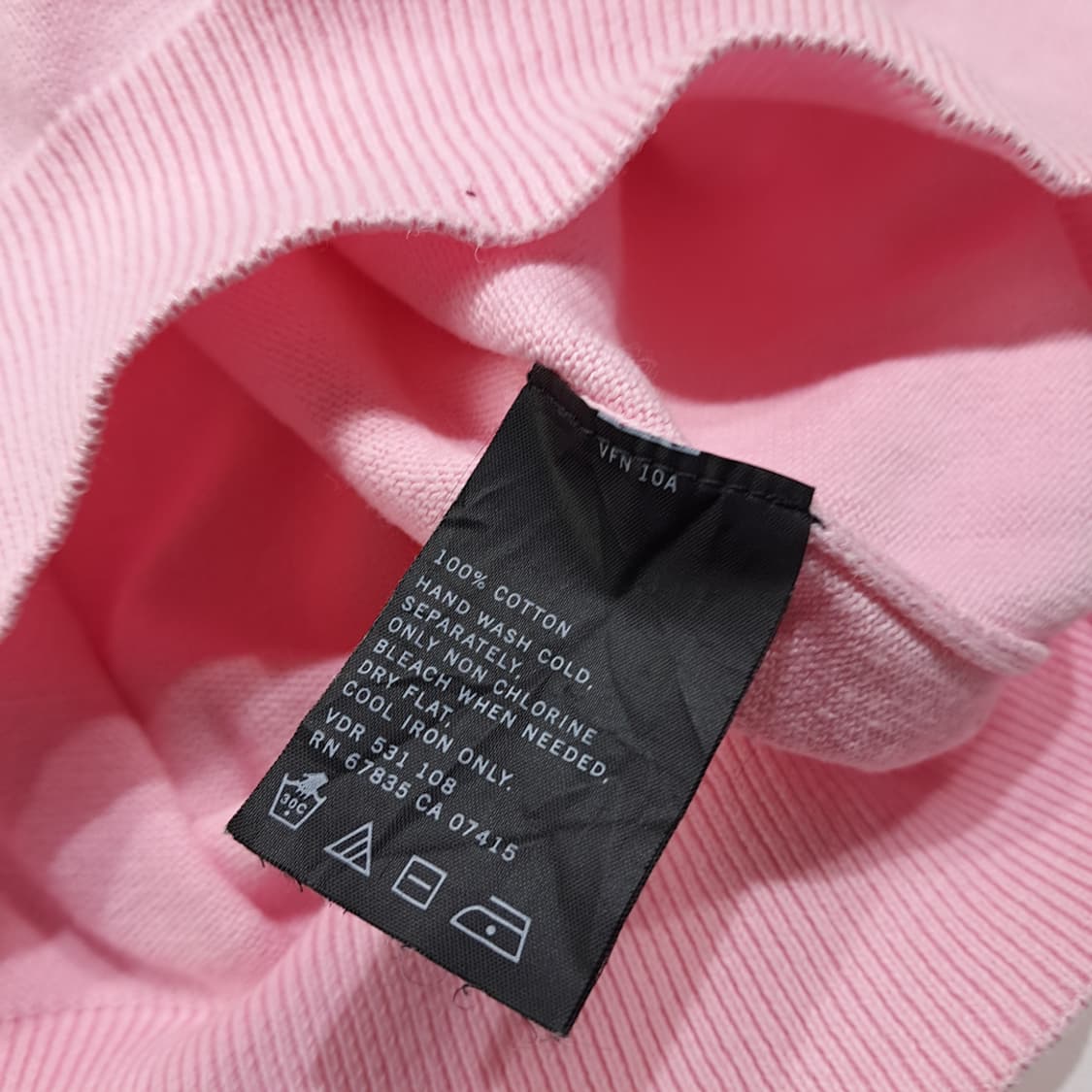 CL265 L 노티카 00s 말레이시아판 코튼 브이넥 핑크 니트 스웨터 상품이미지5