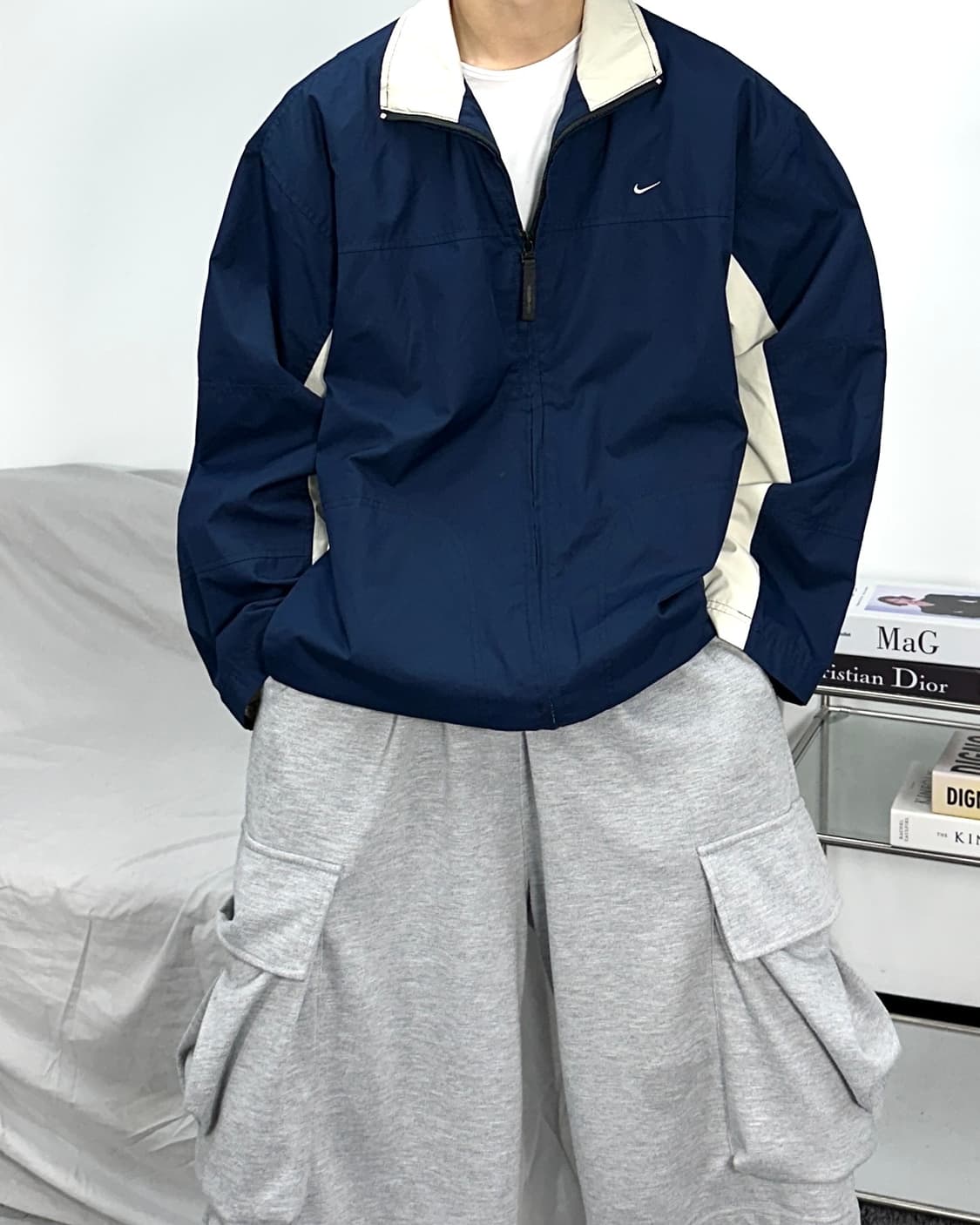 나이키 00s 네이비 배색 바람막이 L 상품이미지1