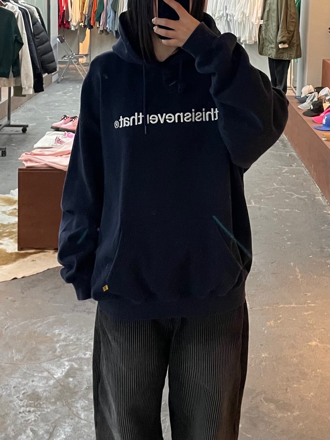 디스이즈네버댓 베이직로고 네이비 후드티 H1828 상품이미지1