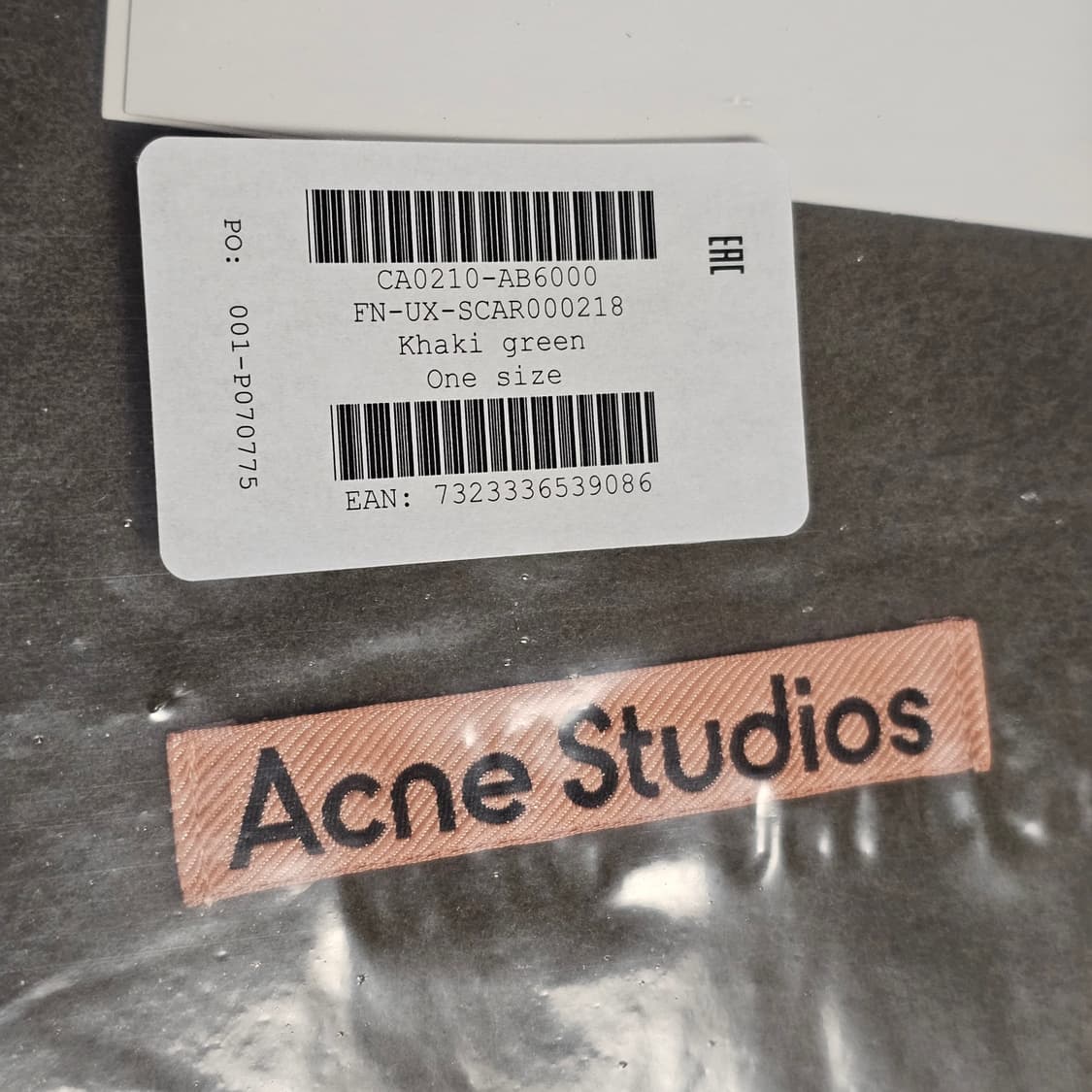 미개봉 새제품) 아크네 스튜디오 내로우 울 프린지 스카프 카키 그린 상품이미지2