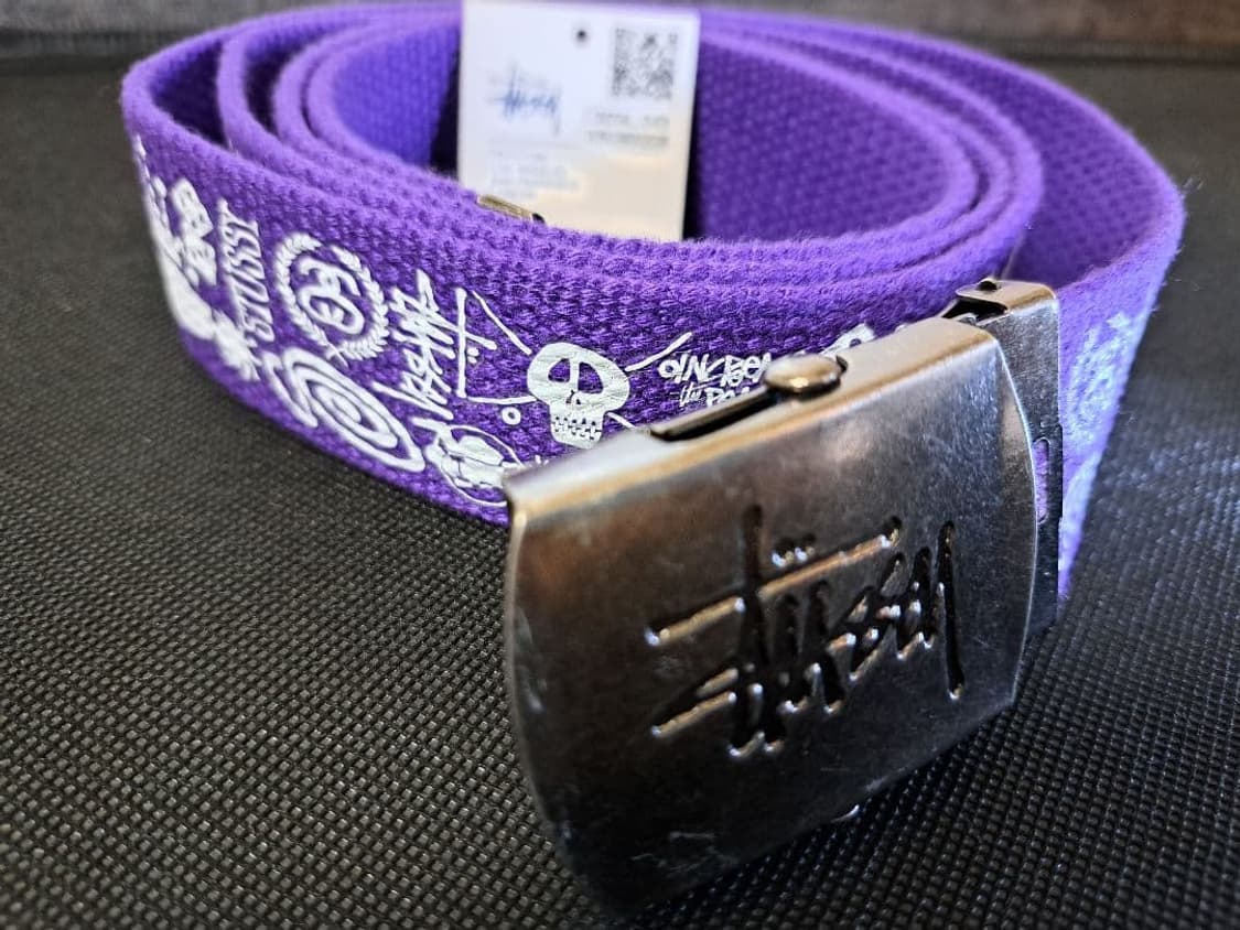 08년도 텐진 챕터구매 스투시 올오버 로고 웹 벨트 퍼플 상품이미지1