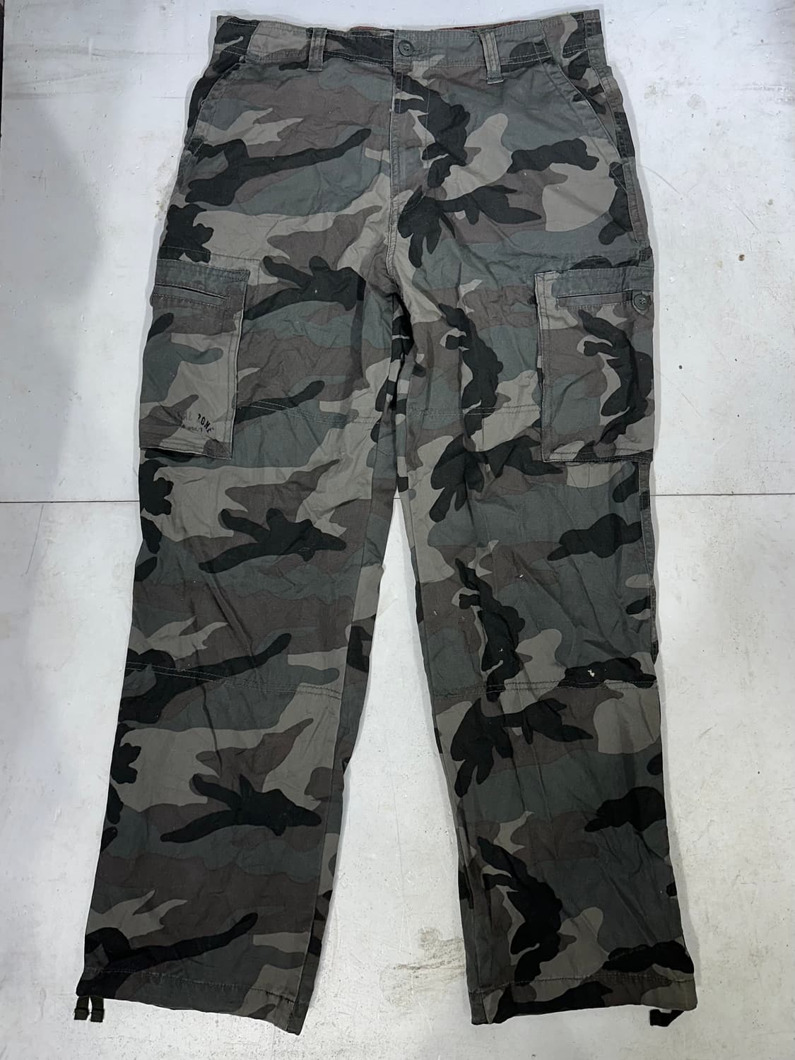 일본빈티지 VACHEC 카키 밀리터리 카모 와이드 카고 팬츠 군대 바지  상품이미지4