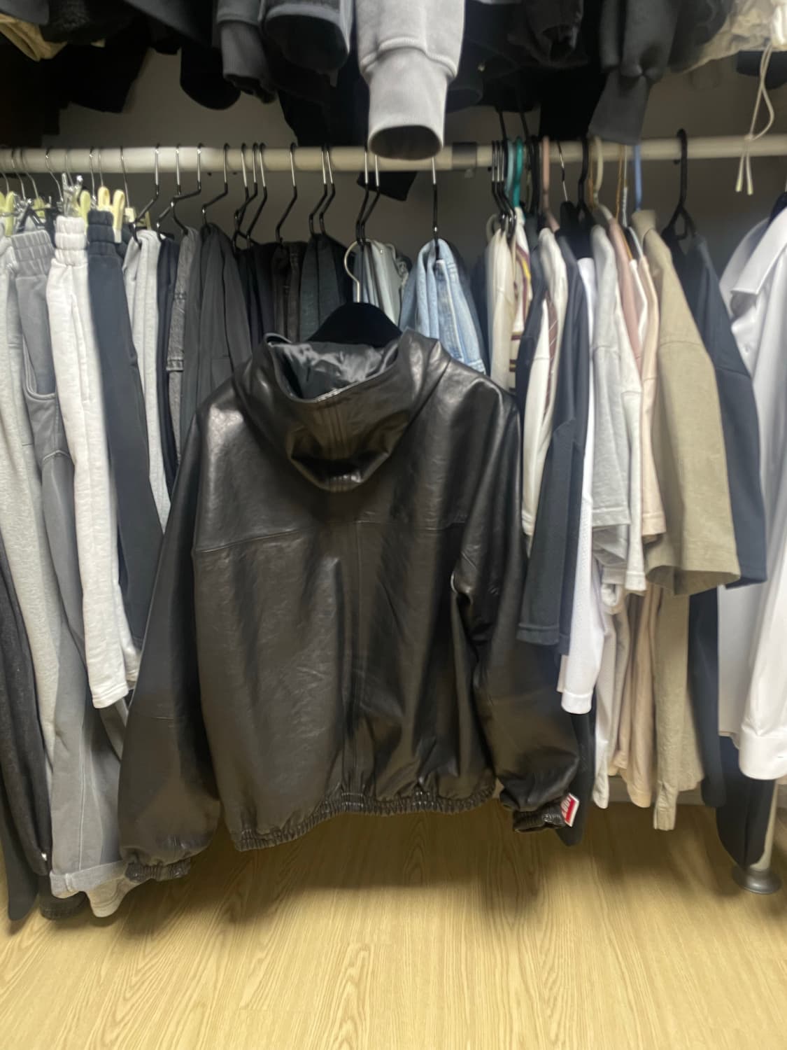 [M]유스 후디드 레더 점퍼 상품이미지4