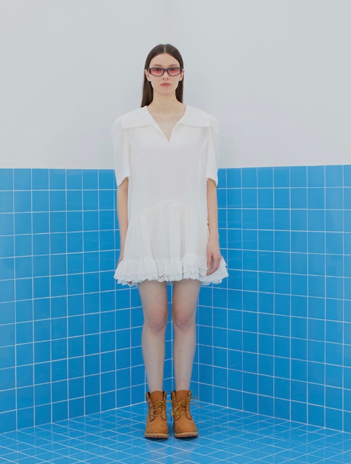 (새상품) 인스턴트펑크 세일러 카라 플레어 원피스 - 화이트 상품이미지2