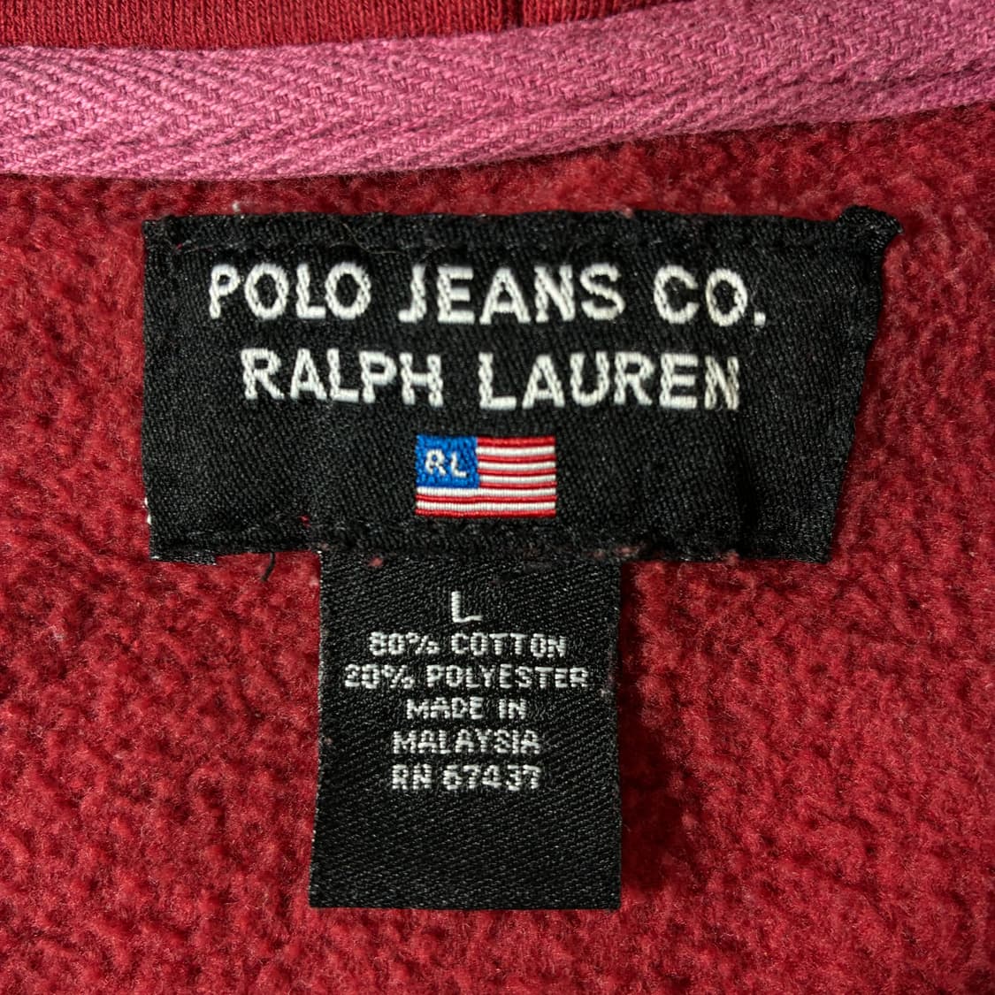 Polo  폴로 랄프로렌 90,s 스펠아웃 로고 핑크 후드집업  상품이미지5