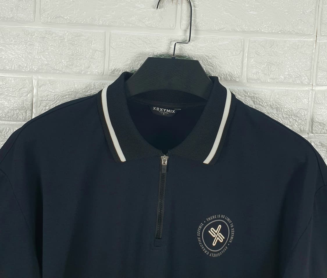 [M]젝시믹스 하프 집업 카라 크롭 티셔츠 상품이미지4