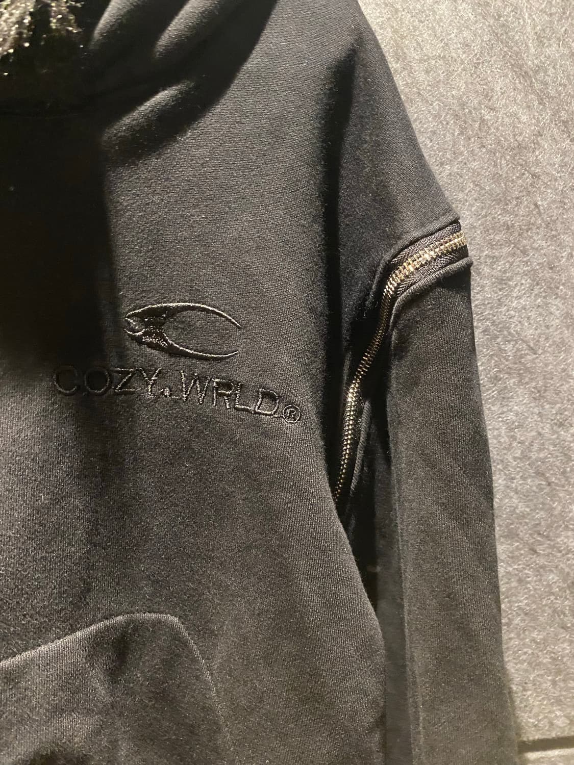 Cozyworldwide fur hood zipup crop blackM 상품이미지5
