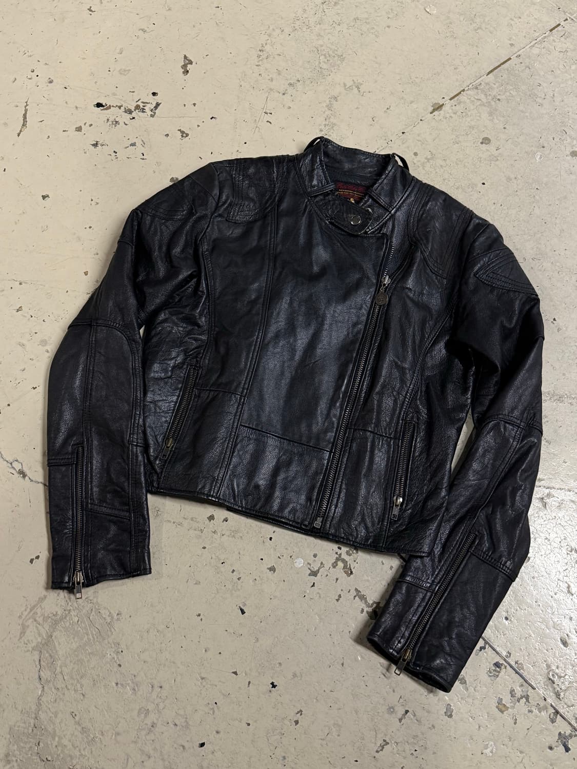 neck button biker mood leather jk 상품이미지5