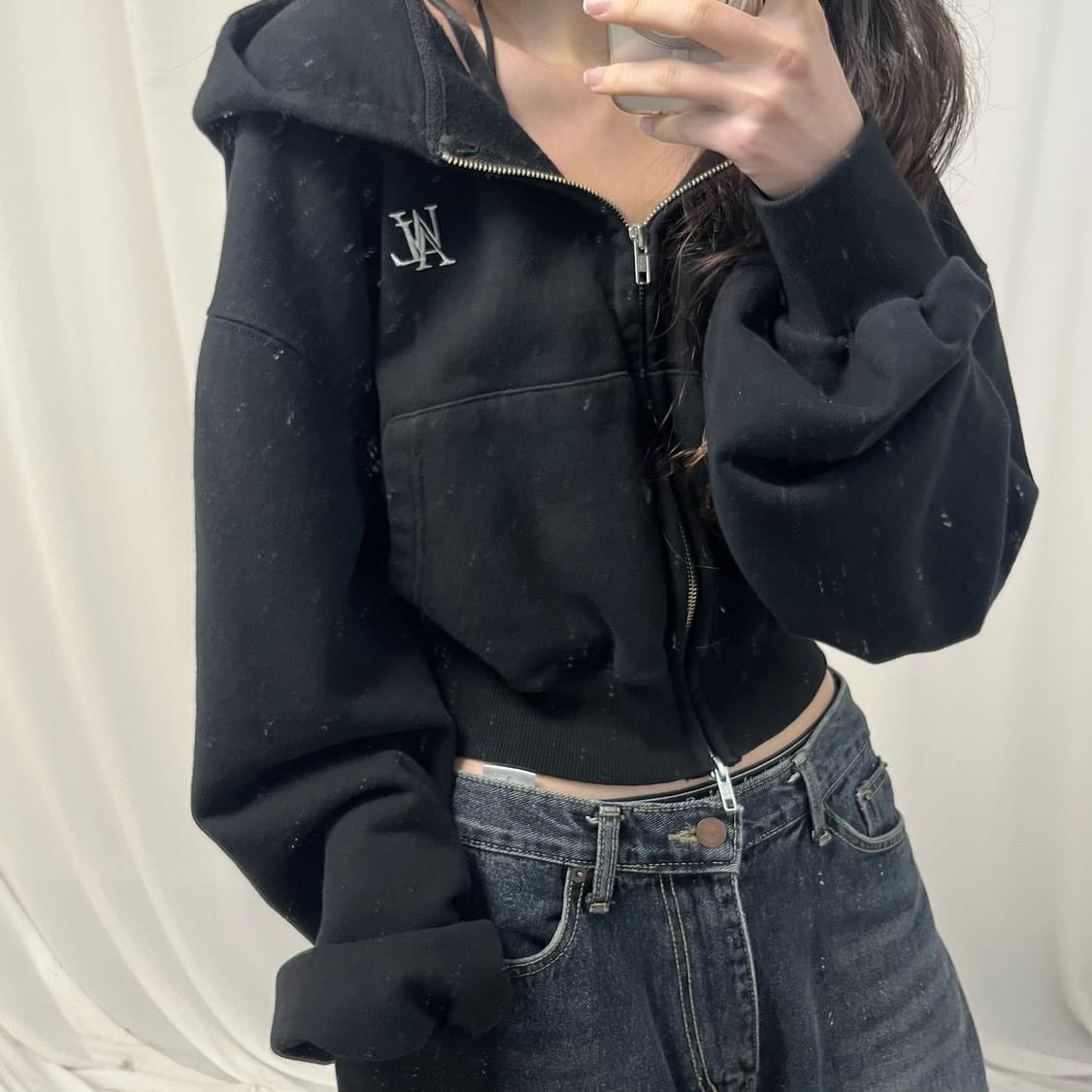 wooallong Crop 2way Hoodie Zip-up 상품이미지3