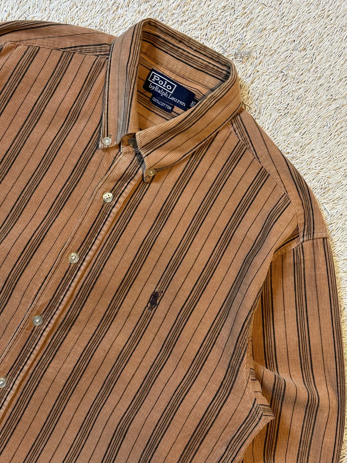 90's 폴로 랄프로렌 블랙포니 코듀로이 스트라이프 셔츠 브라운 상품이미지2