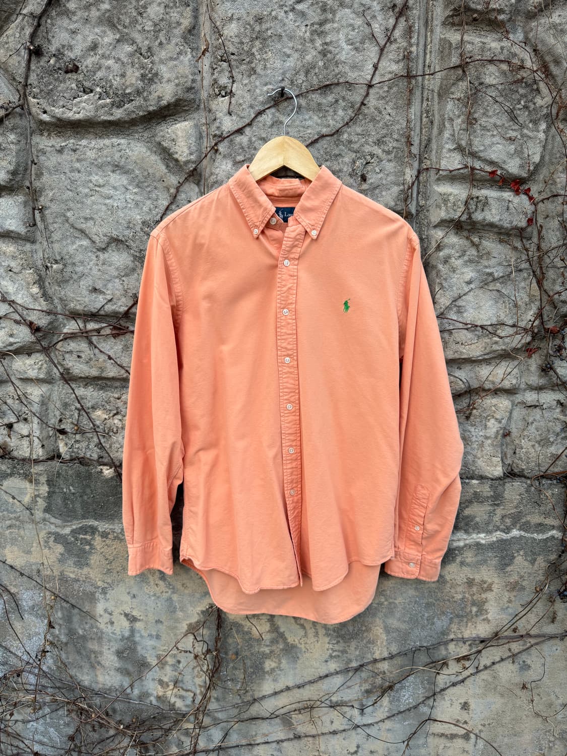 폴로 랄프로렌 빈티지 페이딩 코튼 부드러운 셔츠 오렌지 m 상품이미지1