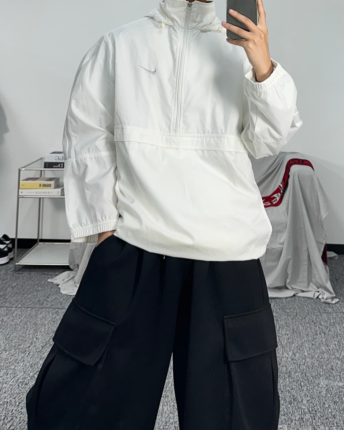 나이키 00s 화이트 그레이 아노락 M 상품이미지3