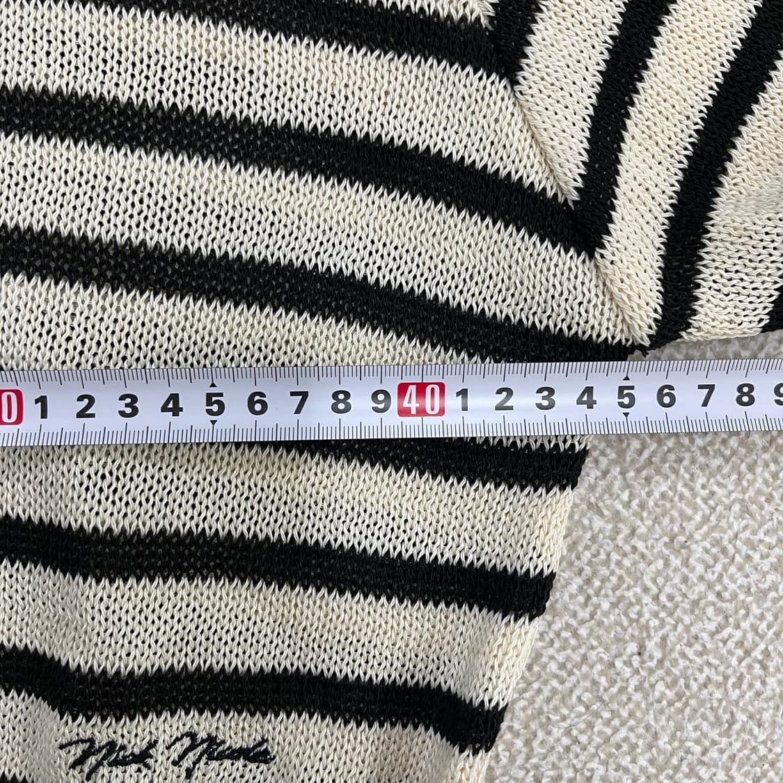 [실측확인] 닉앤니콜 여성 슬림 스트라이프 오픈 카라 니트 스웨트 010 상품이미지6