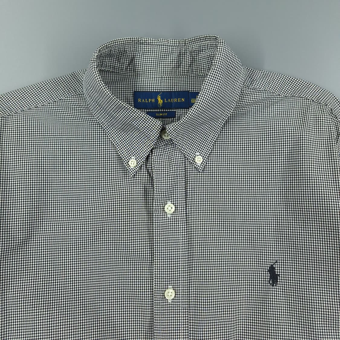폴로랄프로렌 블랙 화이트 체커패턴 블랙포니 슬림핏 코튼 남방 셔츠 L 상품이미지5