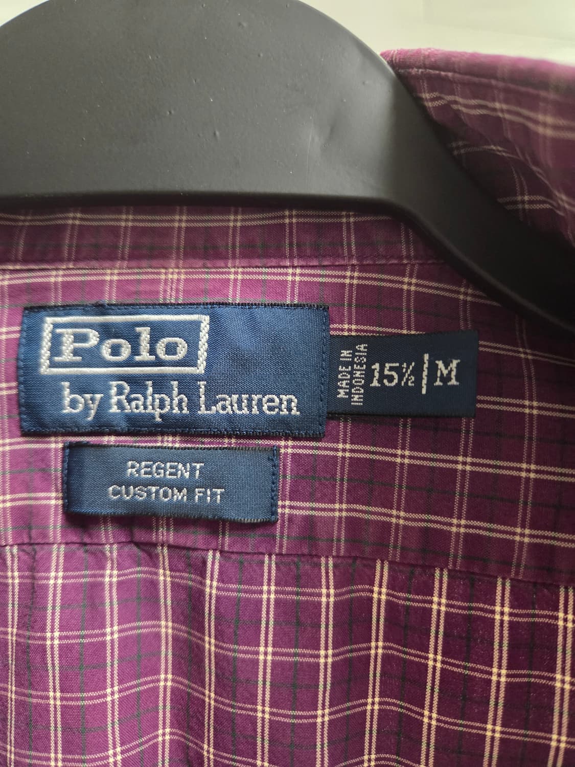 폴로 REGENT CUSTOM FIT 퍼플 체크 셔츠(M) 상품이미지3