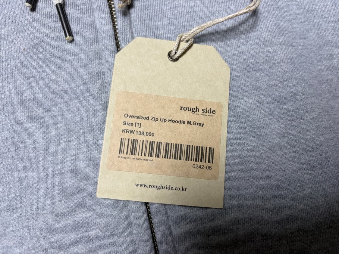 [1] 러프사이드 24fw 오버사이즈 집업 후디 후드집업 멜란지 그레이 상품이미지3