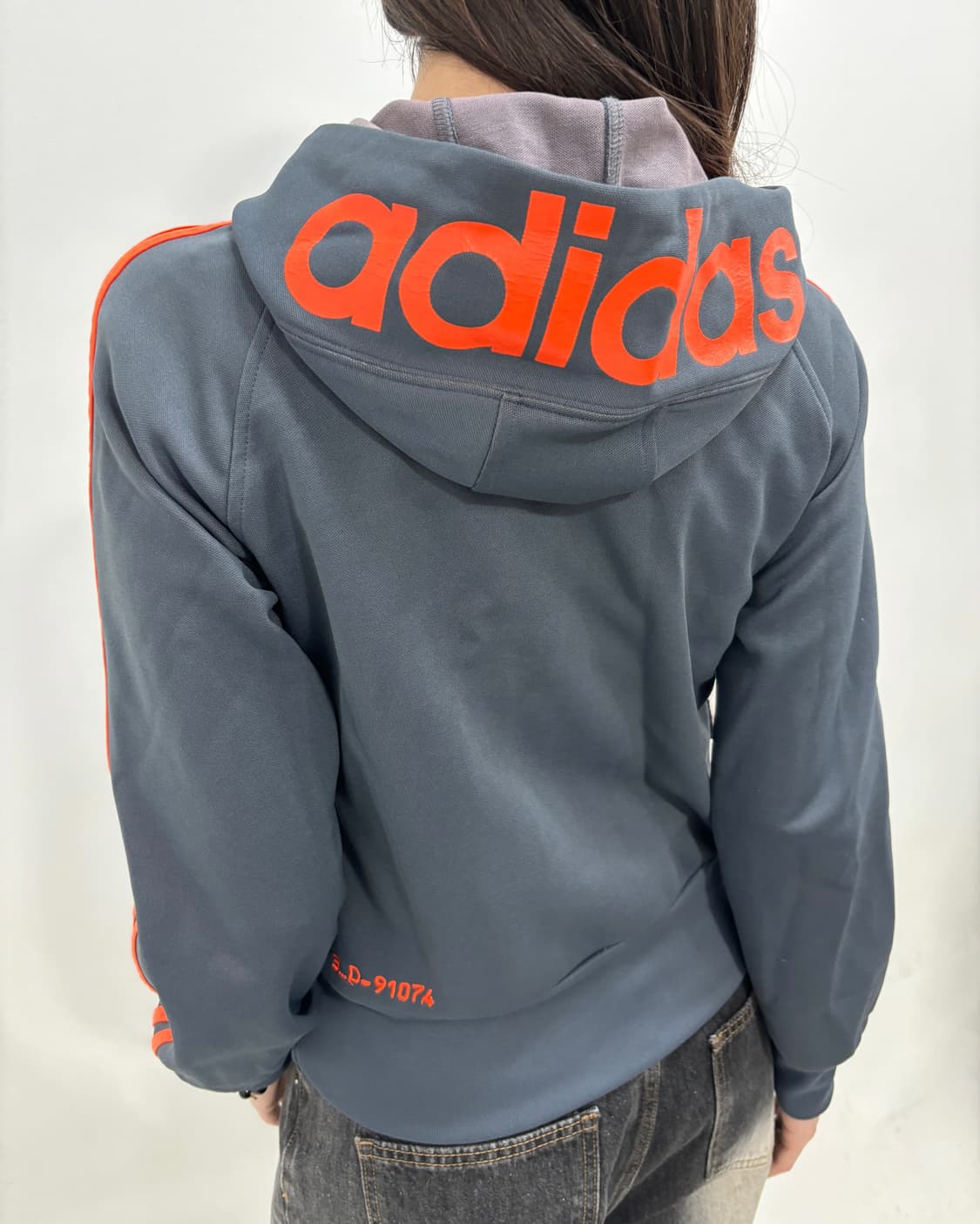 90s올드스쿨 아디 챠콜 주황후드져지 상품이미지4