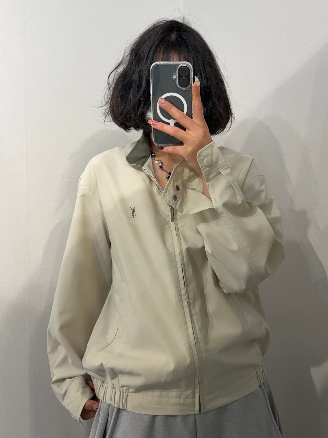95 입생로랑 올드스쿨 로고 자수 오버핏 블루종 자켓  상품이미지1