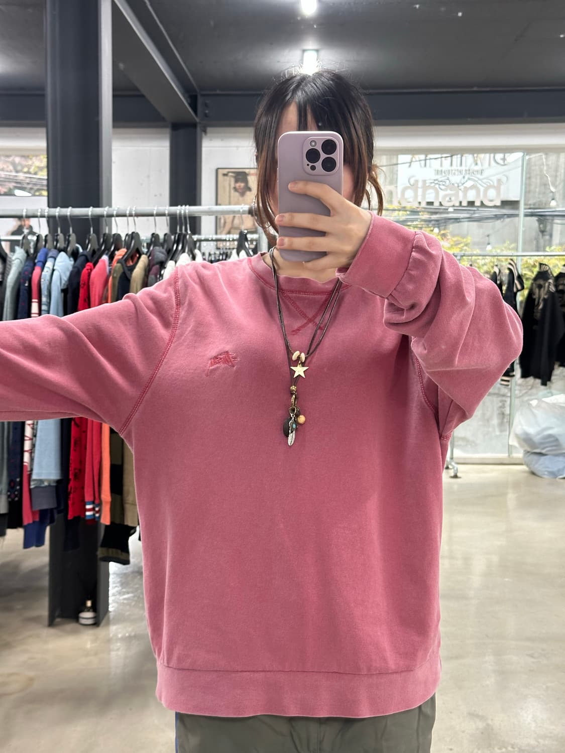 스투시 피그먼트워시드 맨투맨 살몬핑크 상품이미지4