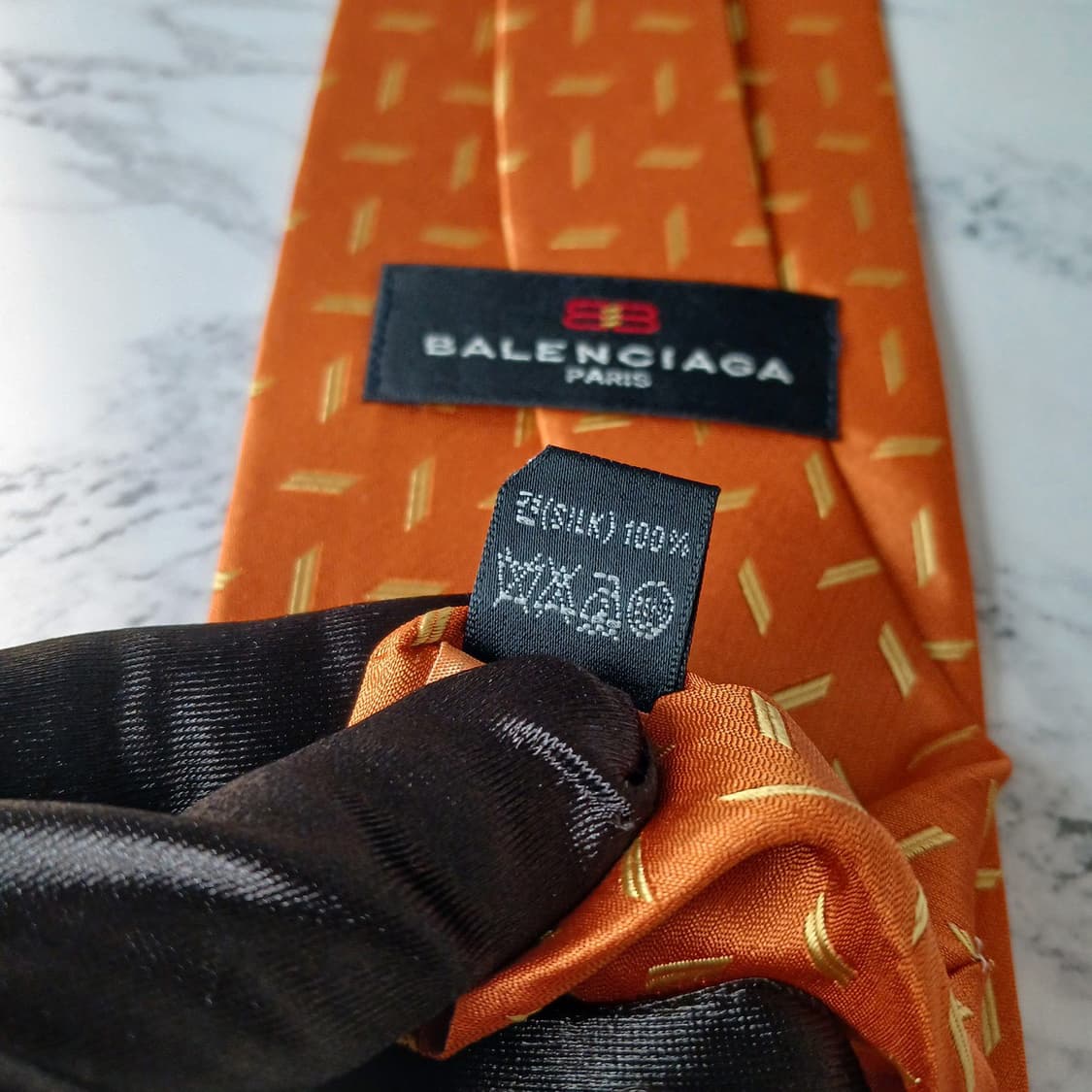 발렌시아가 실크 오렌지 패턴 넥타이 9.5cm A등급 E858 상품이미지6