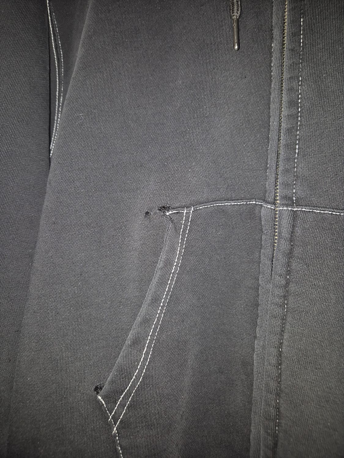 우알롱 블랙 빈티지 스티치 후드집업 상품이미지6