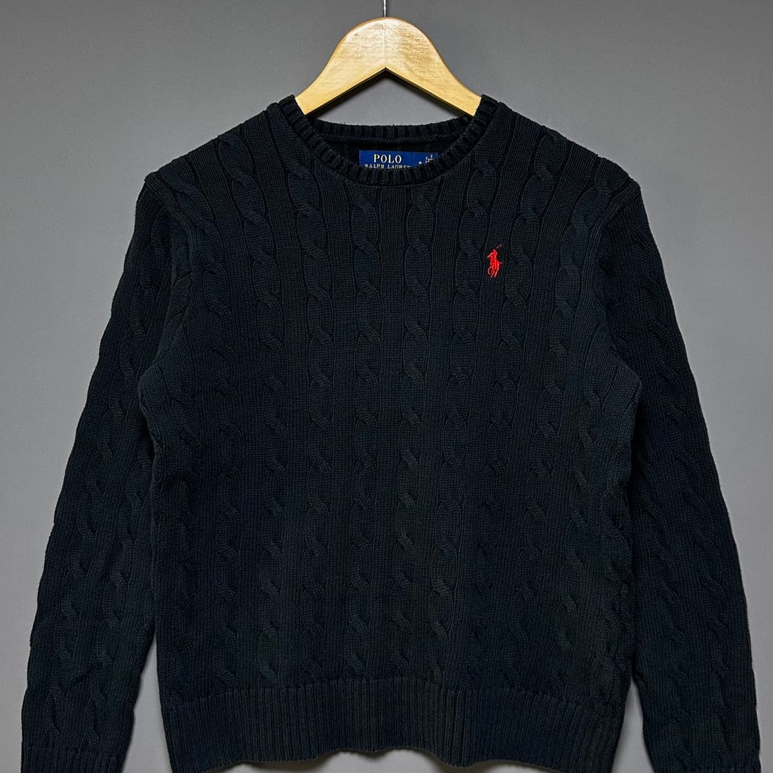 [M-L]폴로 랄프로렌 블랙 꽈배기 니트 스웨터 상품이미지1