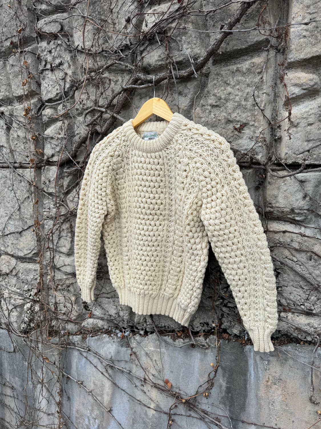 80~90s Lisbeen 아일랜드 피셔맨 니트 아이보리 상품이미지3