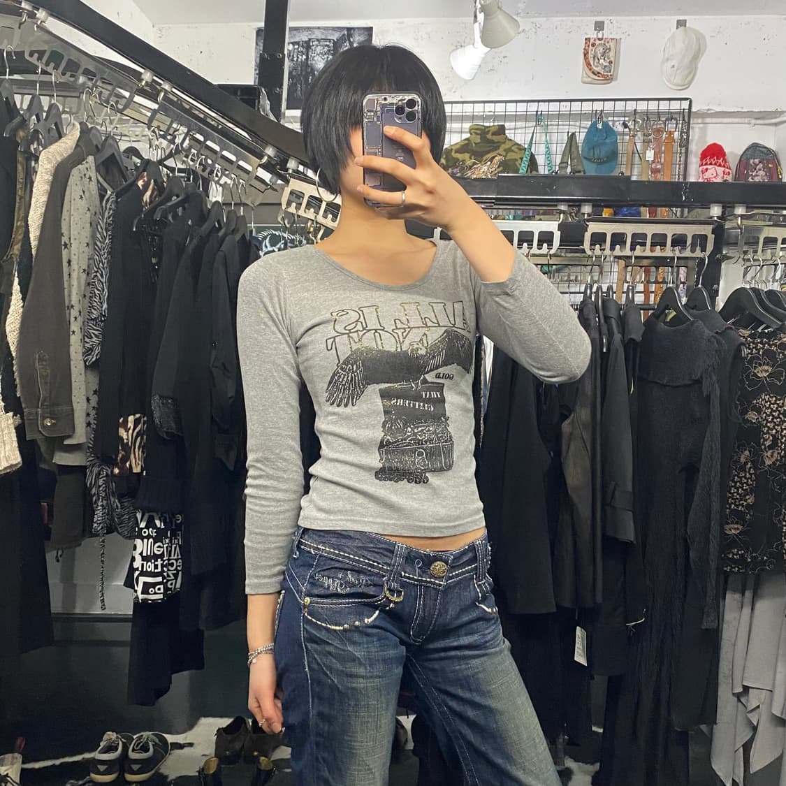 Japanese vtg 독수리 프린팅 슬림핏 롱슬리브 상품이미지1