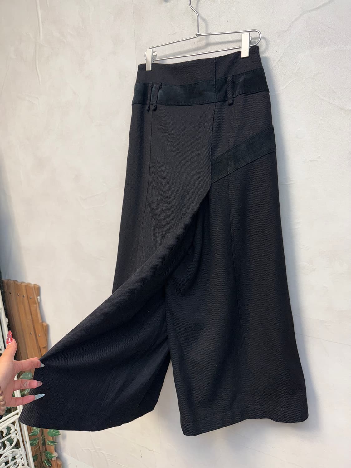 DOHO black suede wool wrap skirt pants 상품이미지2