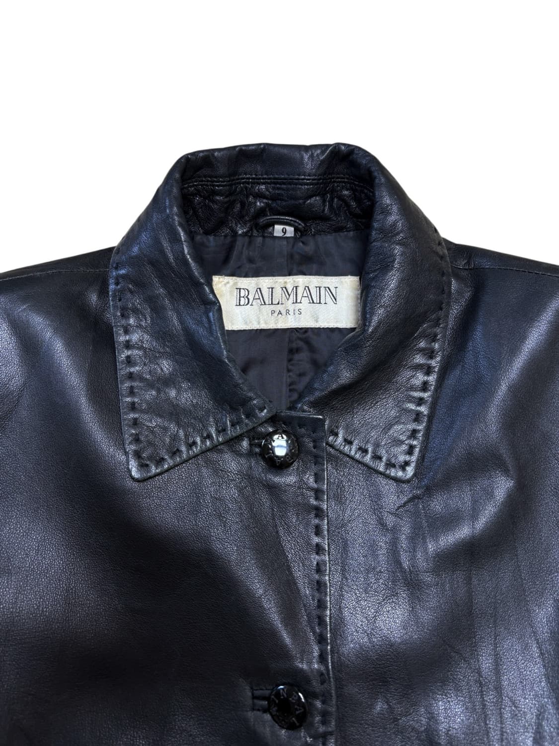90's balmain leather stitch jacket 상품이미지2