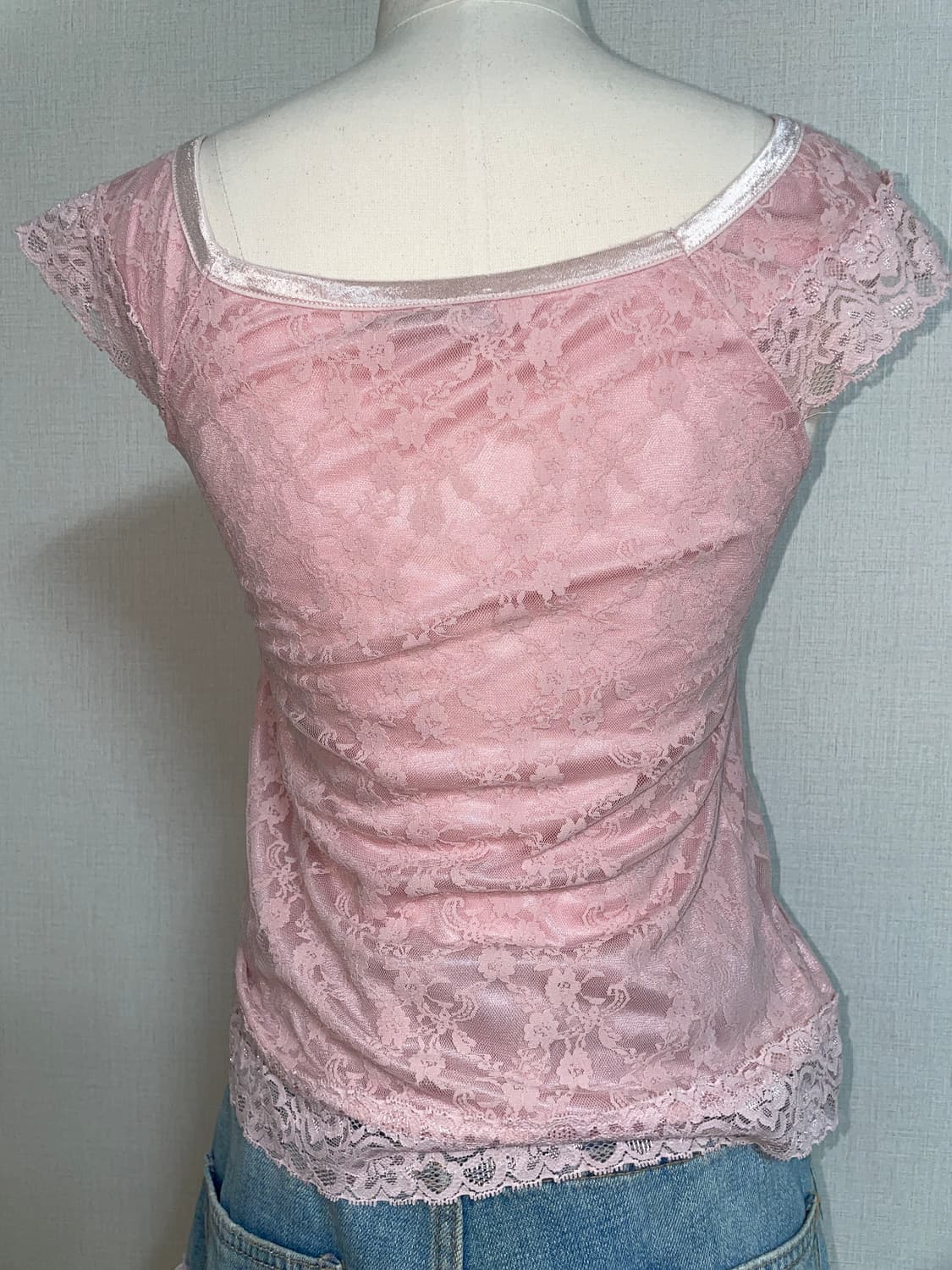 핑크 레이스 리본 탑 갸루 히메 상품이미지3