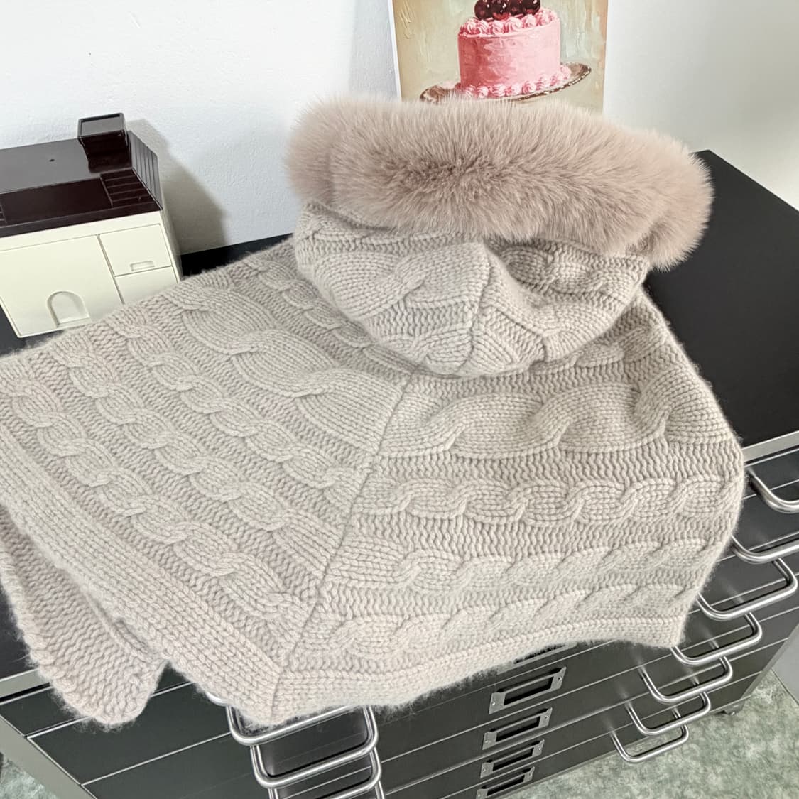 [FREE] 꽈배기니트 캐시미어 100% 케이프 상품이미지2