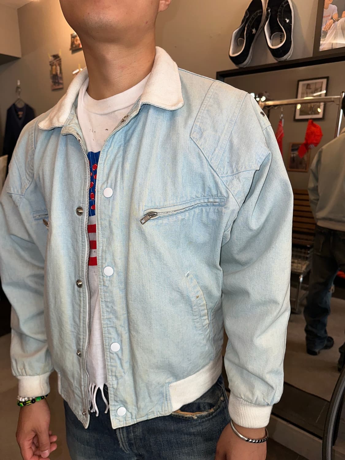 90’s American denim wash boomber jacket 상품이미지5