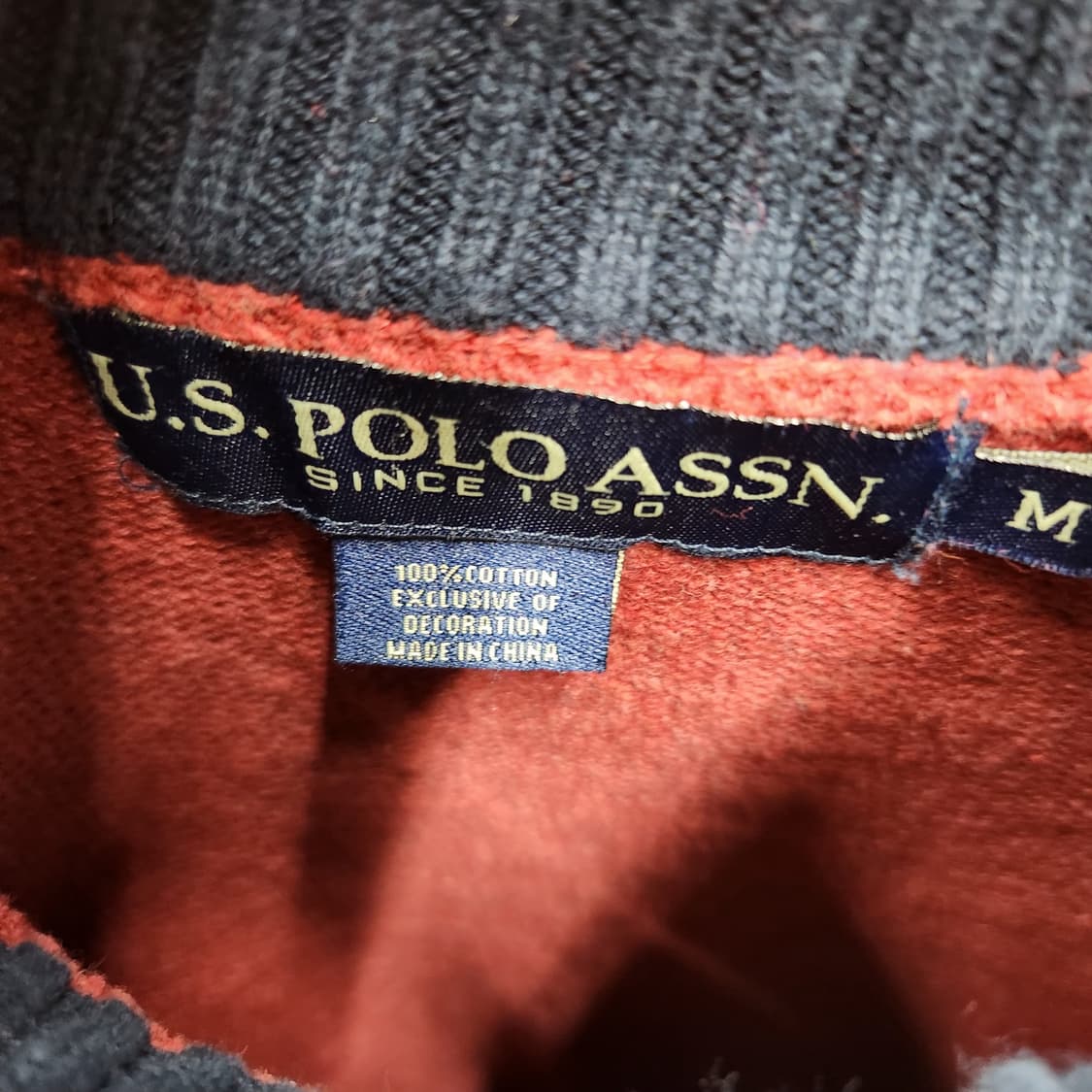 U.S폴로 로고 버건디 니트 반집업 L 상품이미지4
